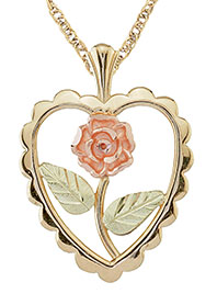 Coleman heart and rose pendant